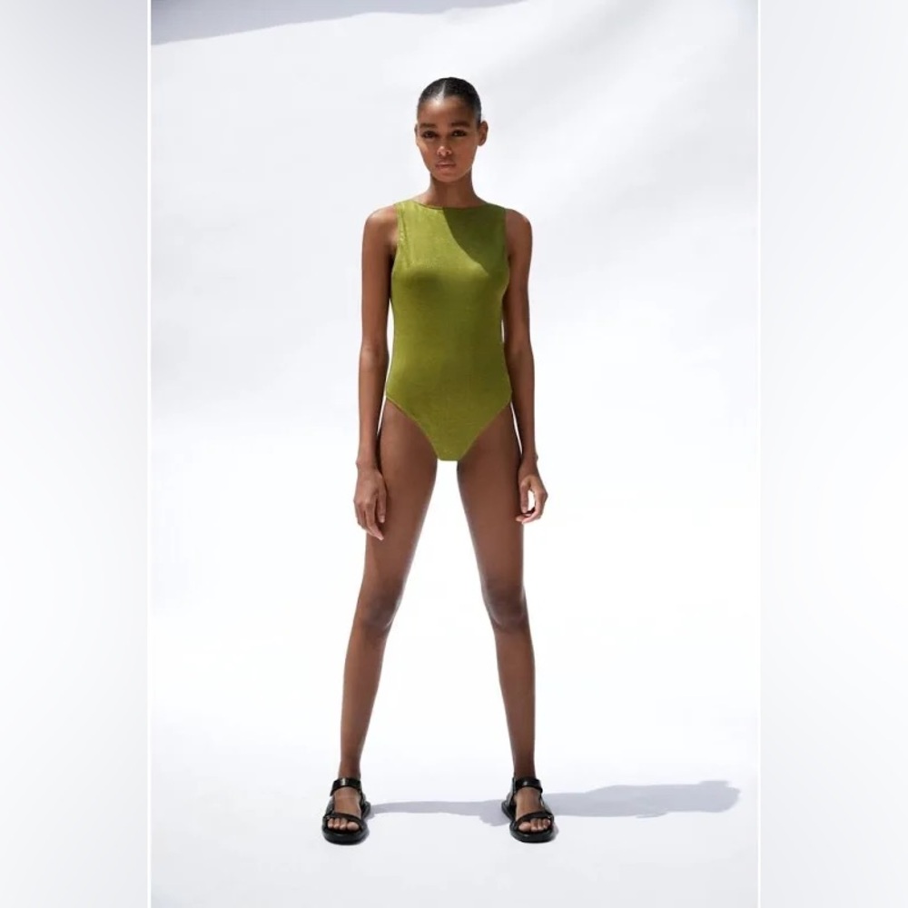 Zara Olive Green One-Piece Swimsuit